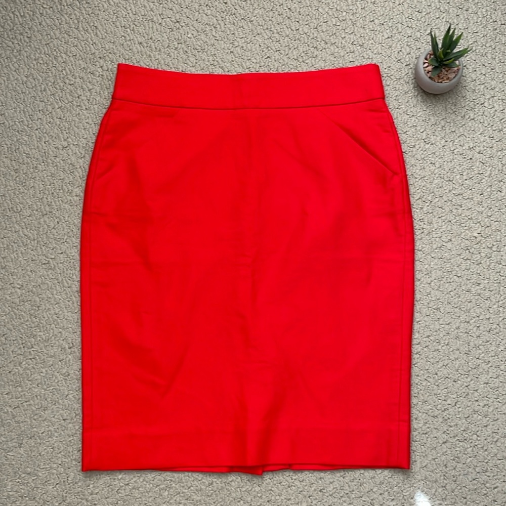 J crew poppy red pencil skirt